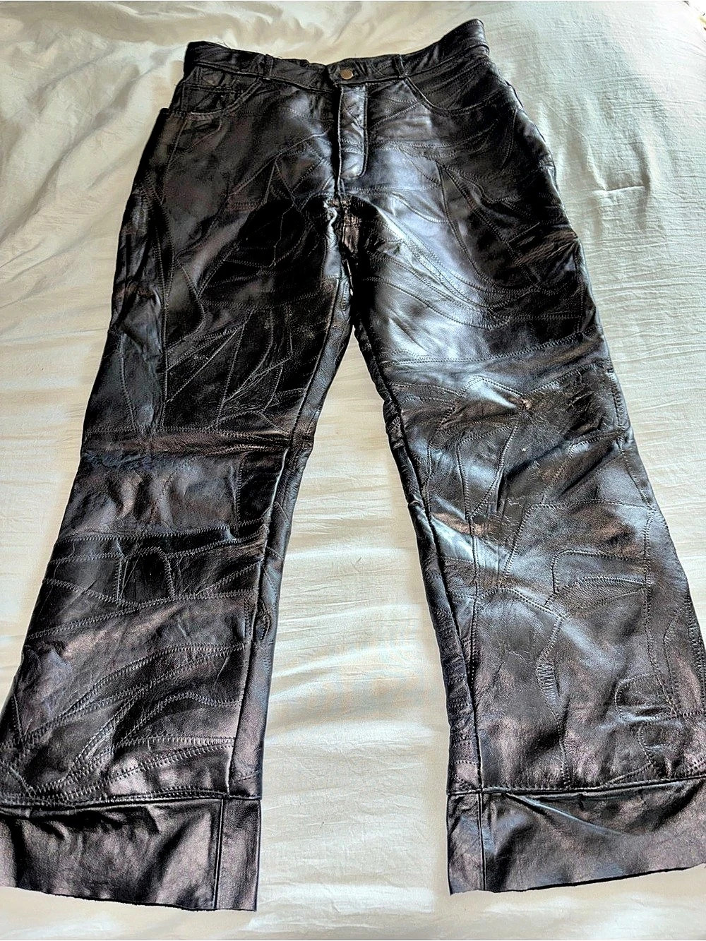Vintage Rockstar Genuine Leather Pants Size 10 #patchwork #leatherpants #y2k #gr